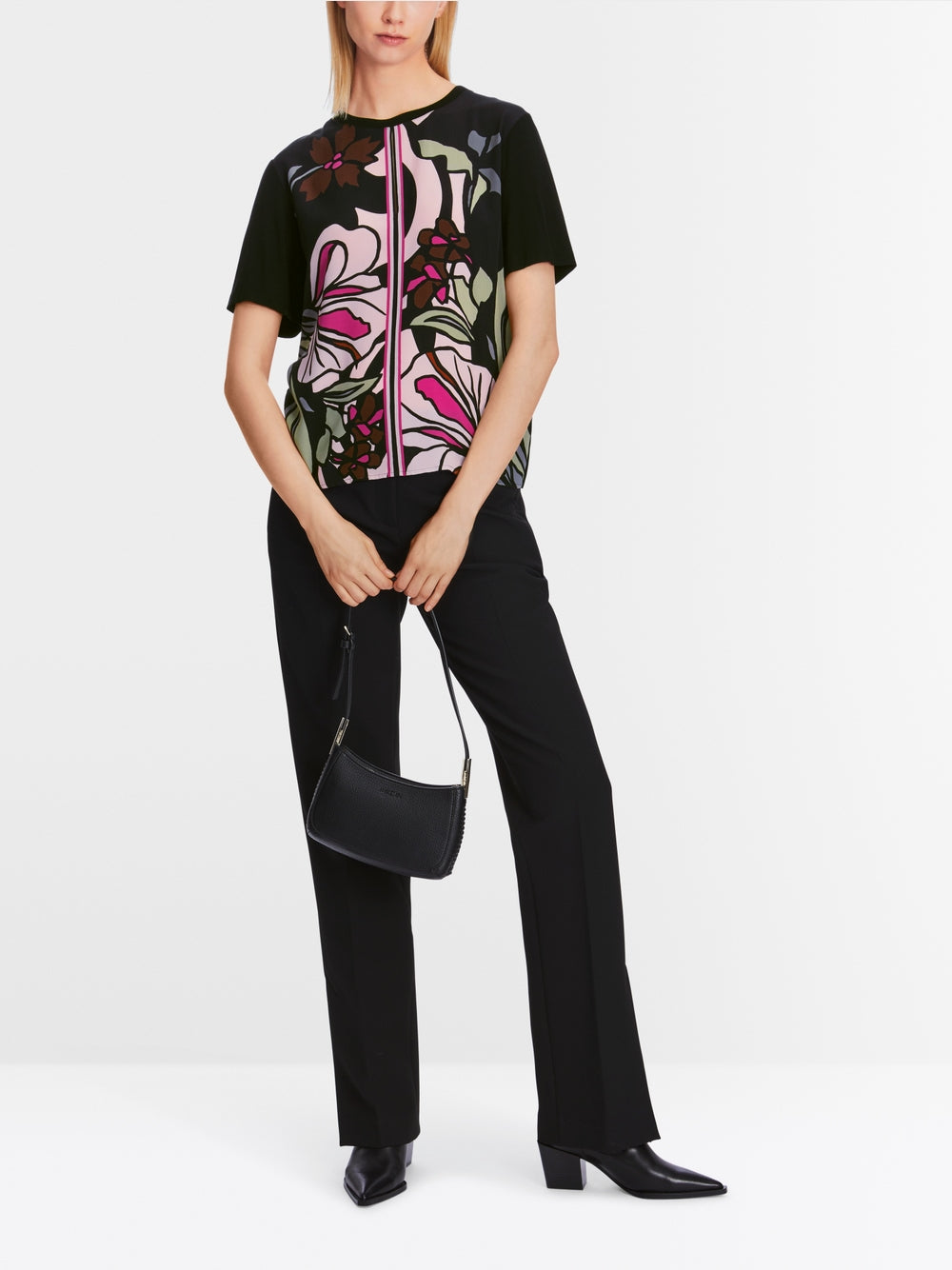 Blouse with flower print - Black