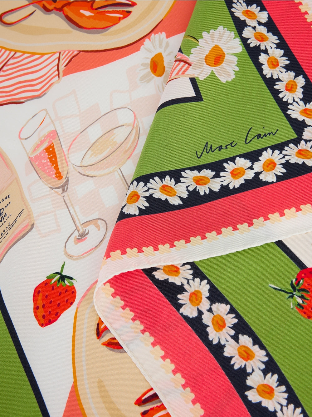Silk scarf with lobster print - Deep Coral