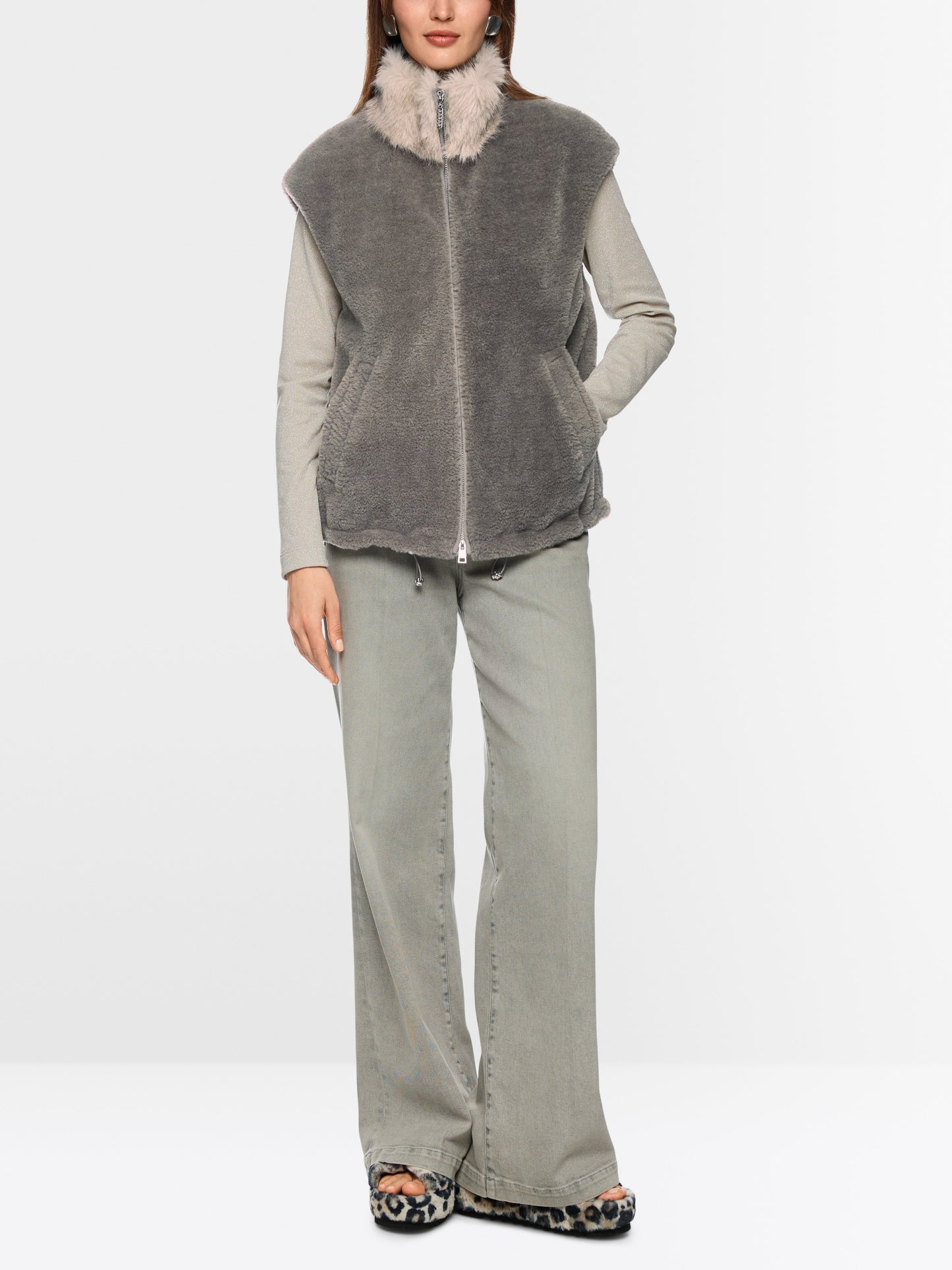 Cosy Waistcoat with Faux Fur Collar