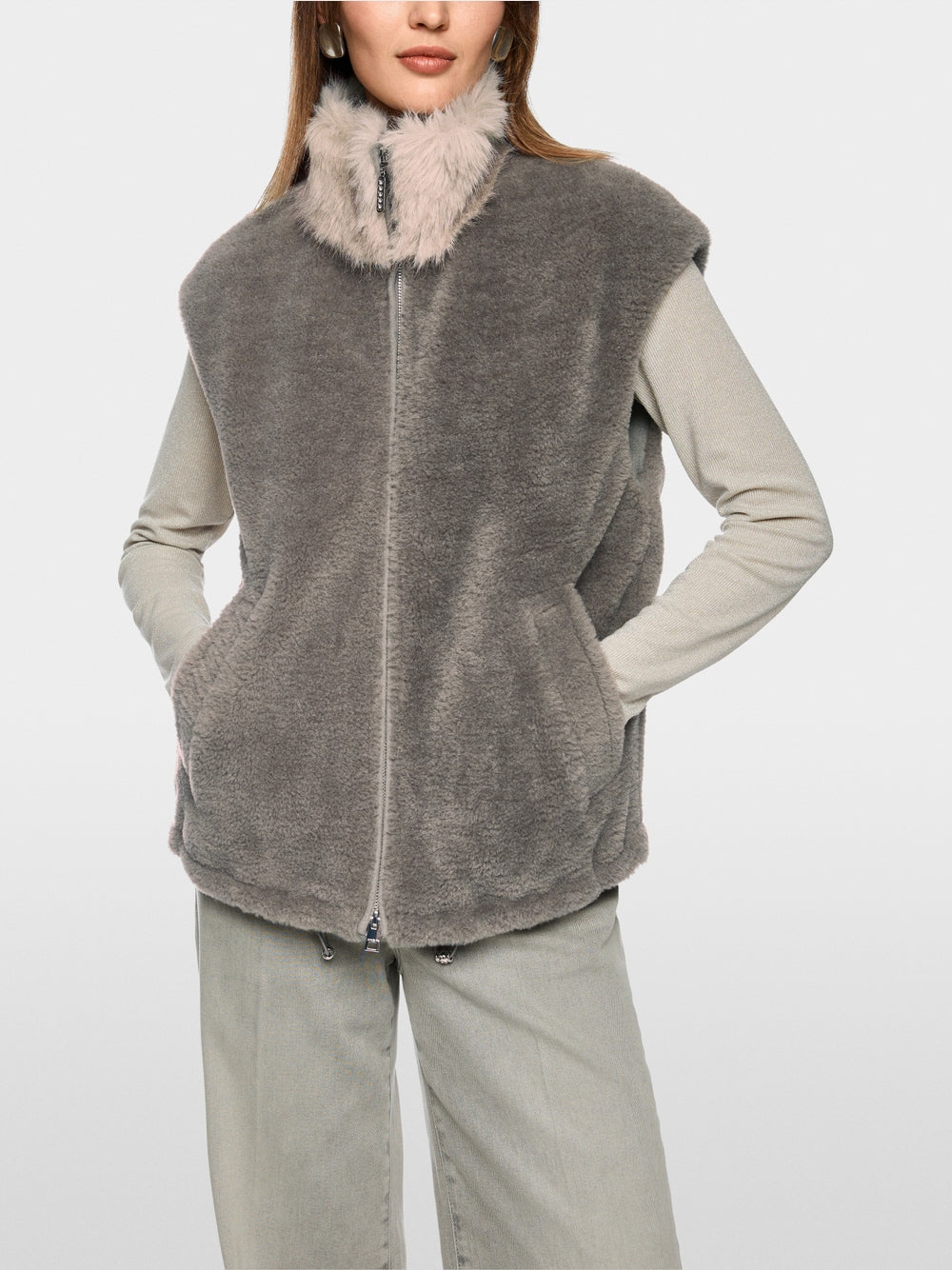 Cosy Waistcoat with Faux Fur Collar