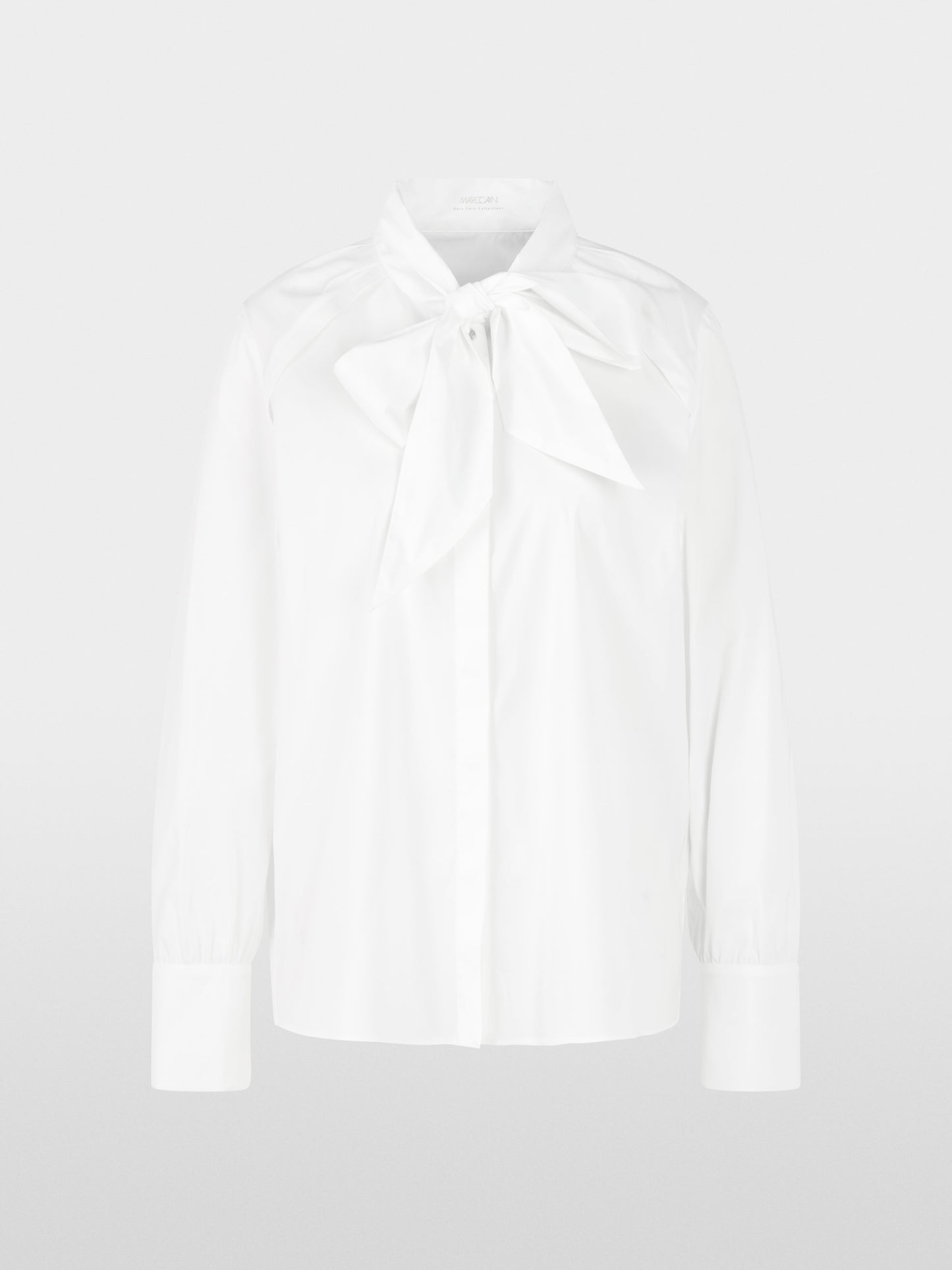 Cotton Stretch Bow Blouse - White