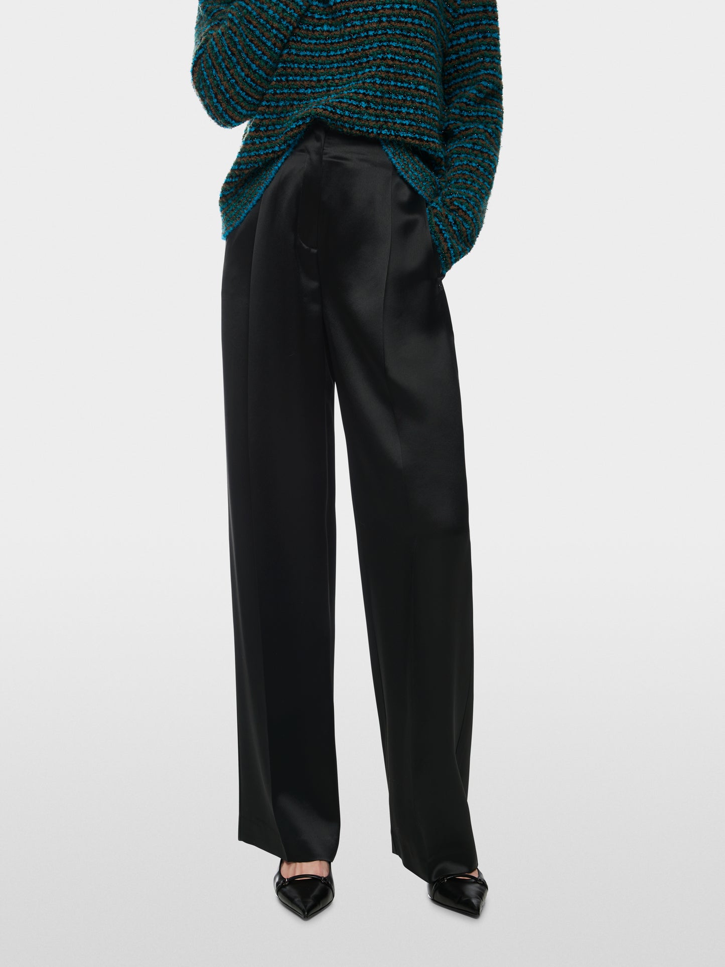 Wasco Satin Trousers with Wide Cut - Black