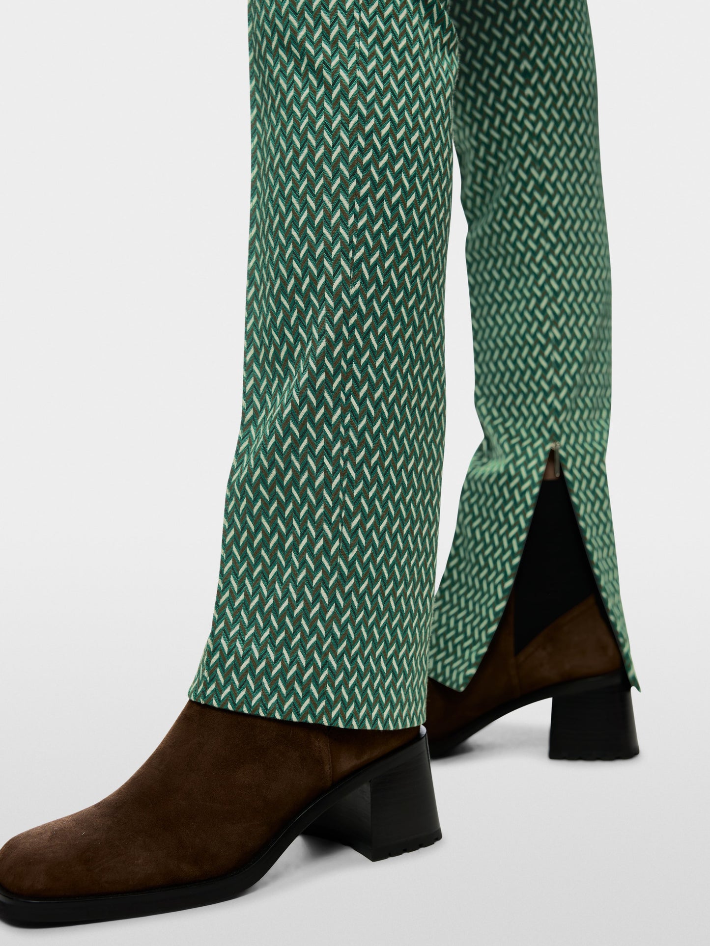 Sydney Trousers in Herringbone - Dark Jade Green