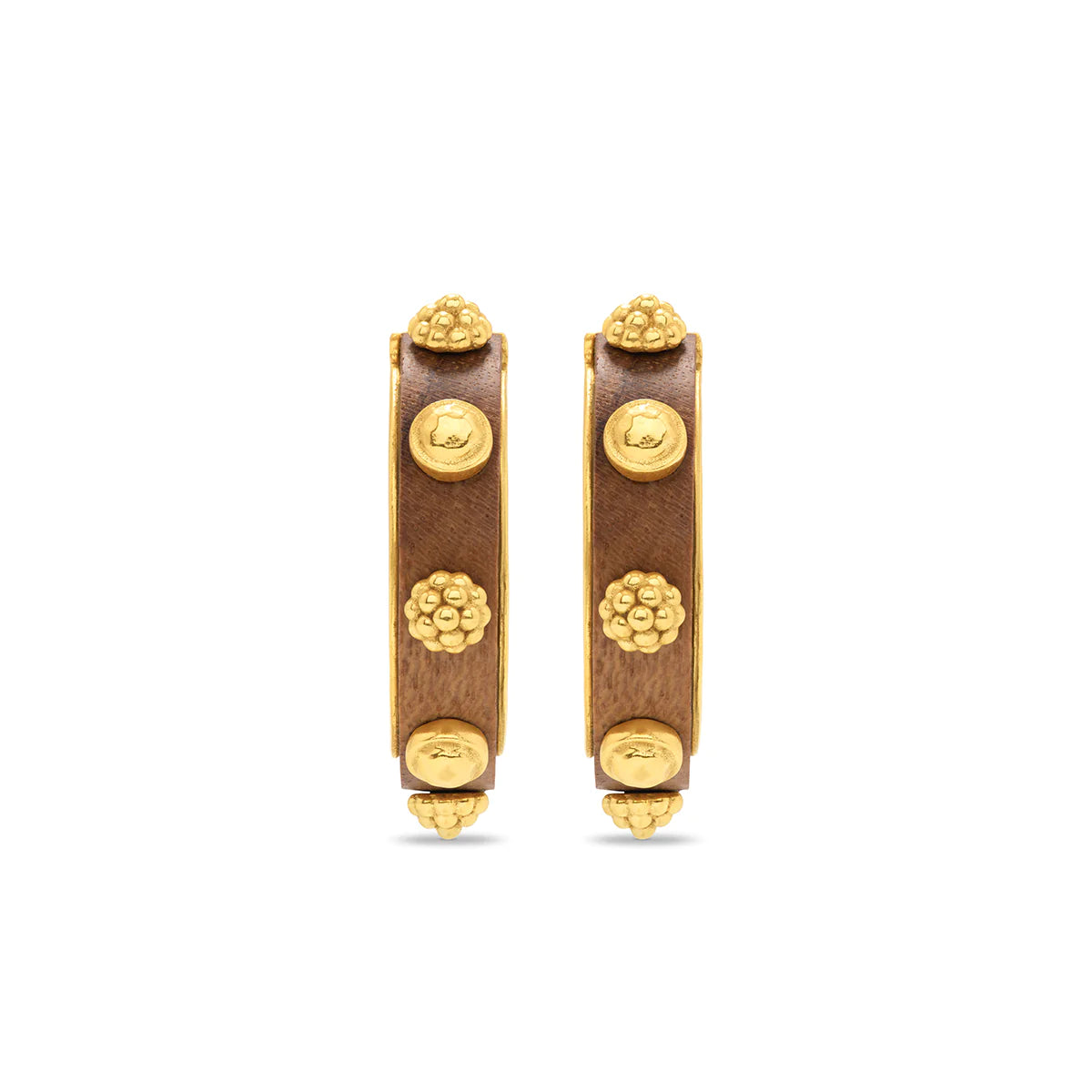 Gaia Hooop Earrings in Hammered Gold/Teak