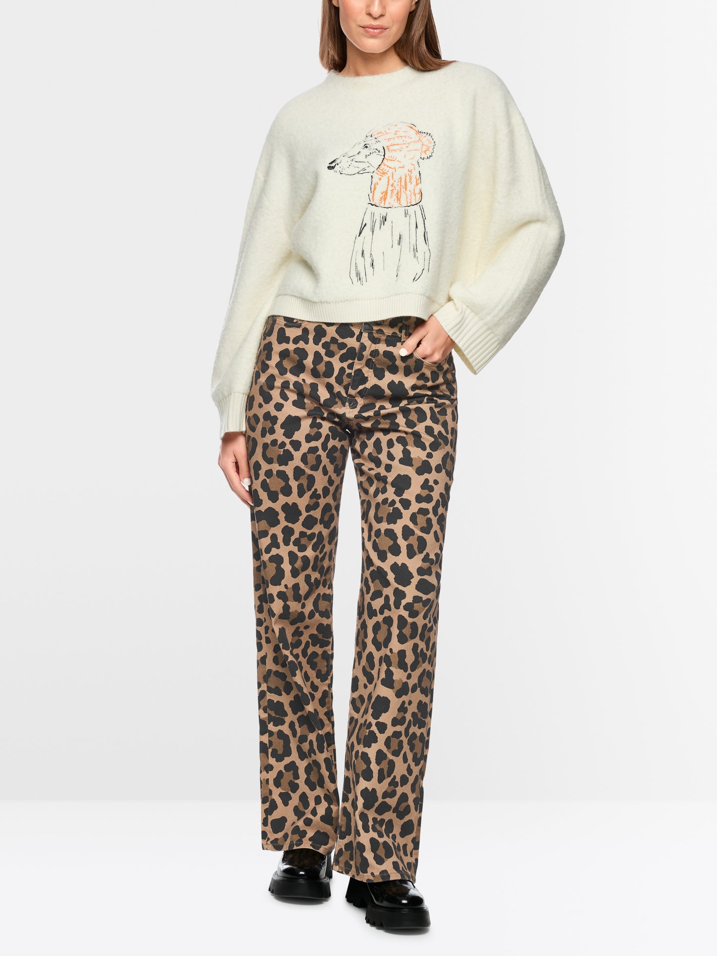 Wigan Wide Jeans with High Waistband - Milk Coffee