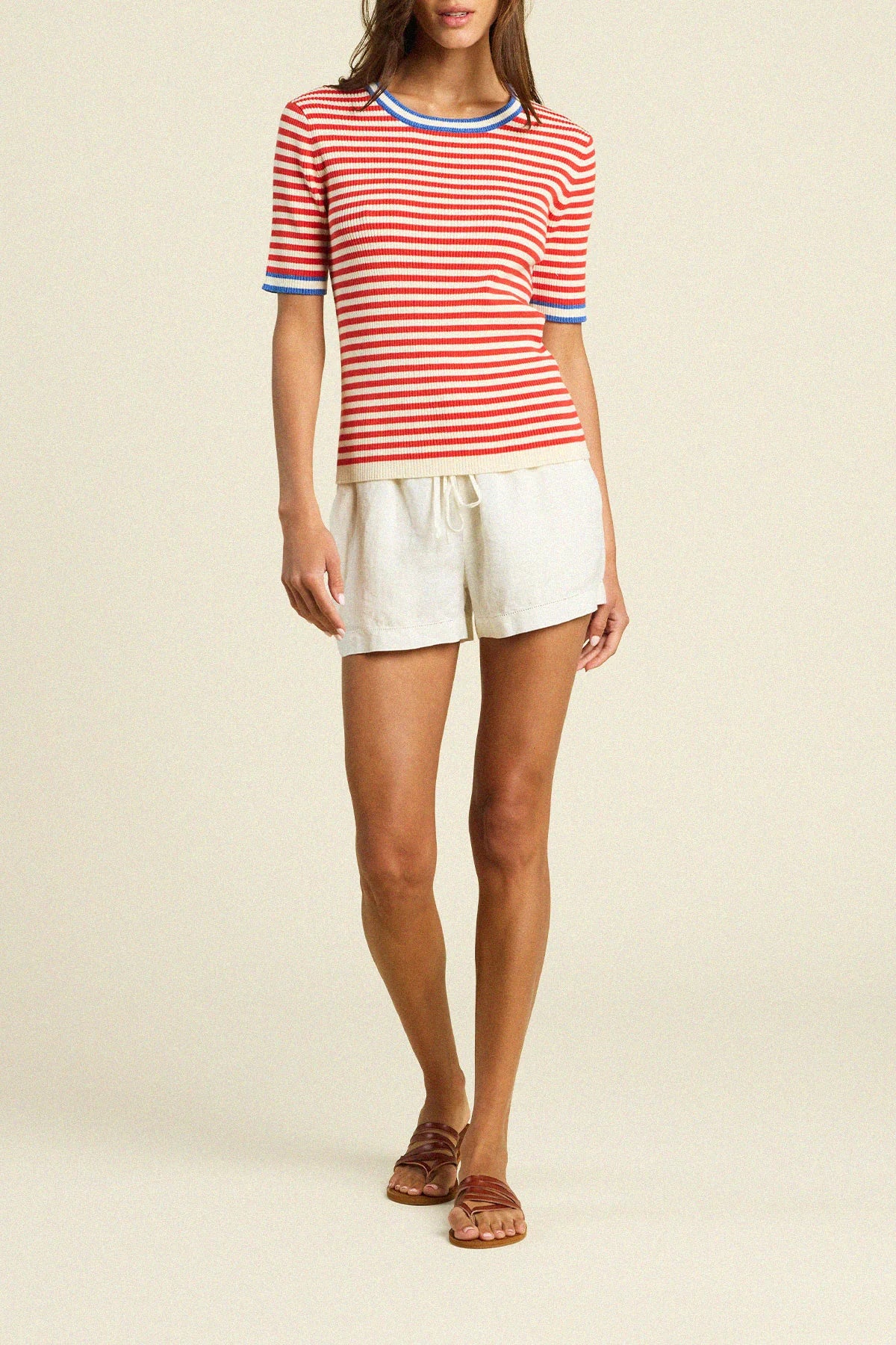 FARRAH SWEATER RED STRIPE