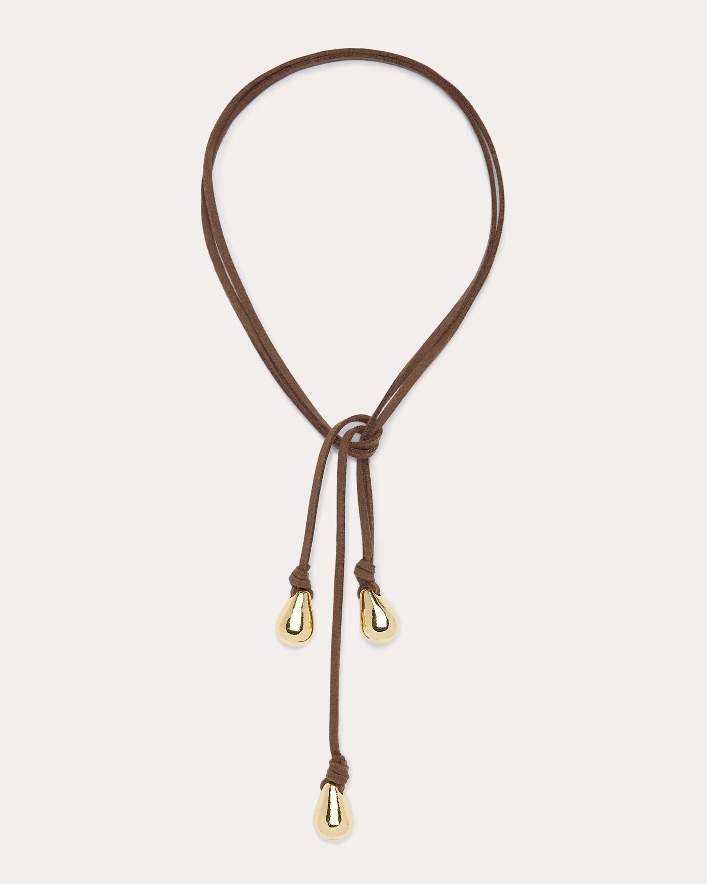 Yara Suede Tie Necklace - Brown/Gold