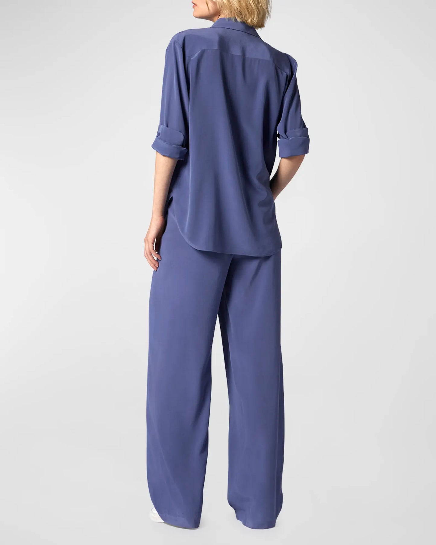 Quinne Long Sleeve Silk Shirt - Blue Indigo