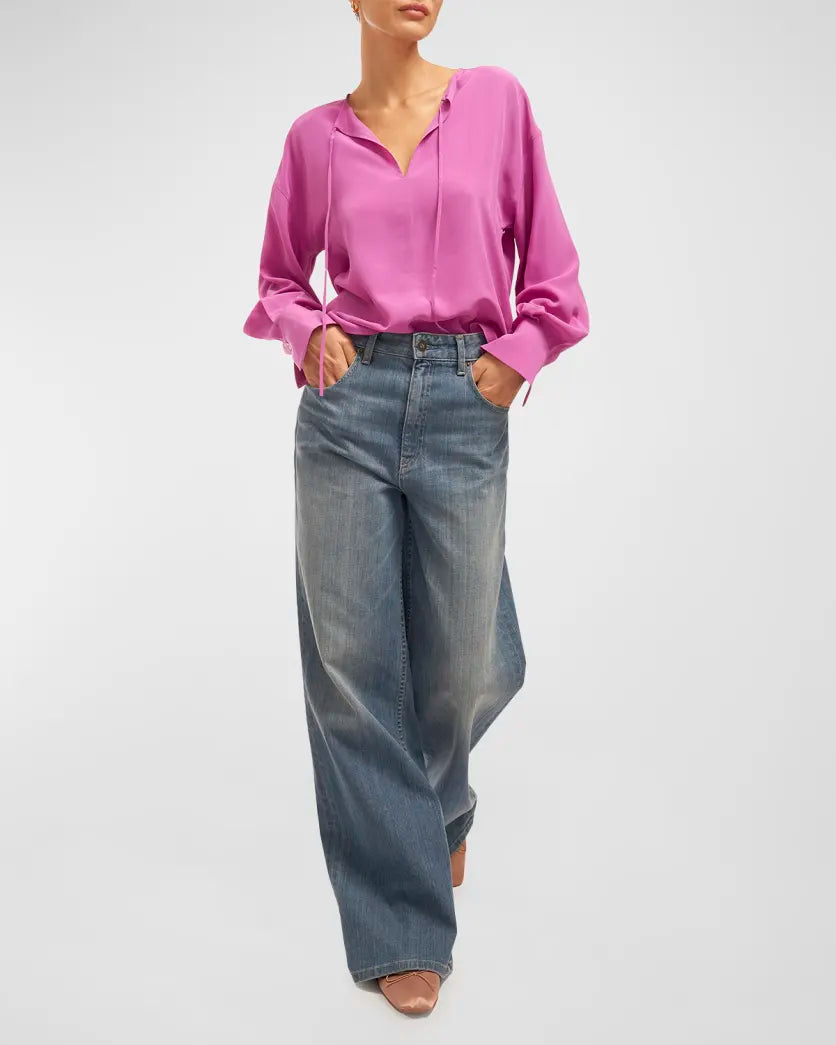 Hailey Long Sleeve Silk Shirt - Willowherb