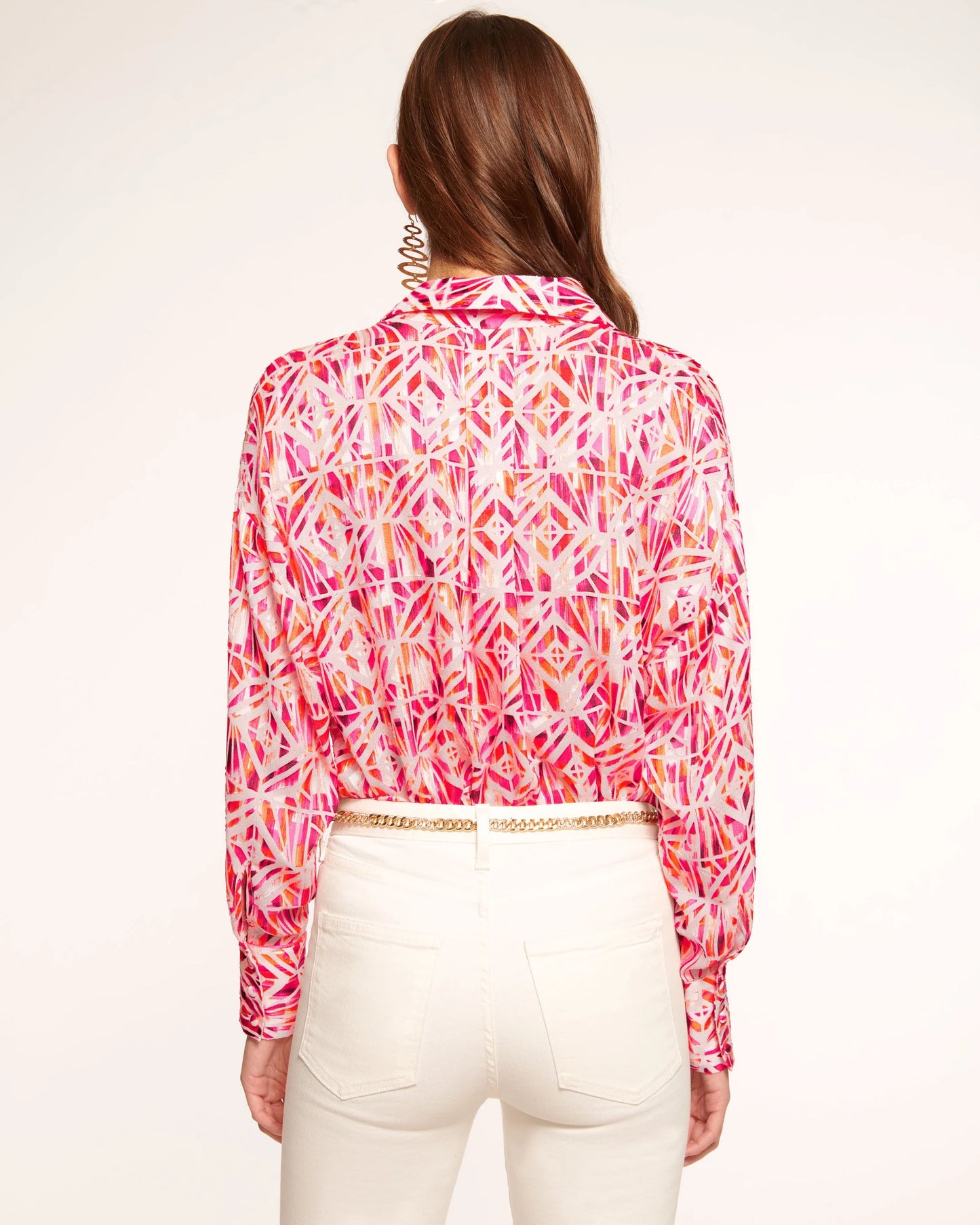 Melina Button Down Top - Rose Tile
