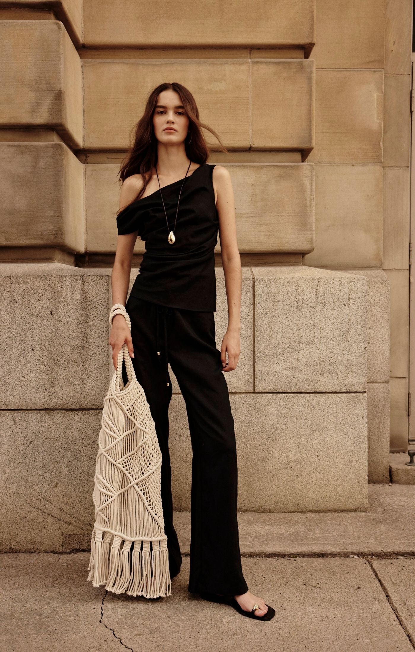 Drop Shoulder Top - Black