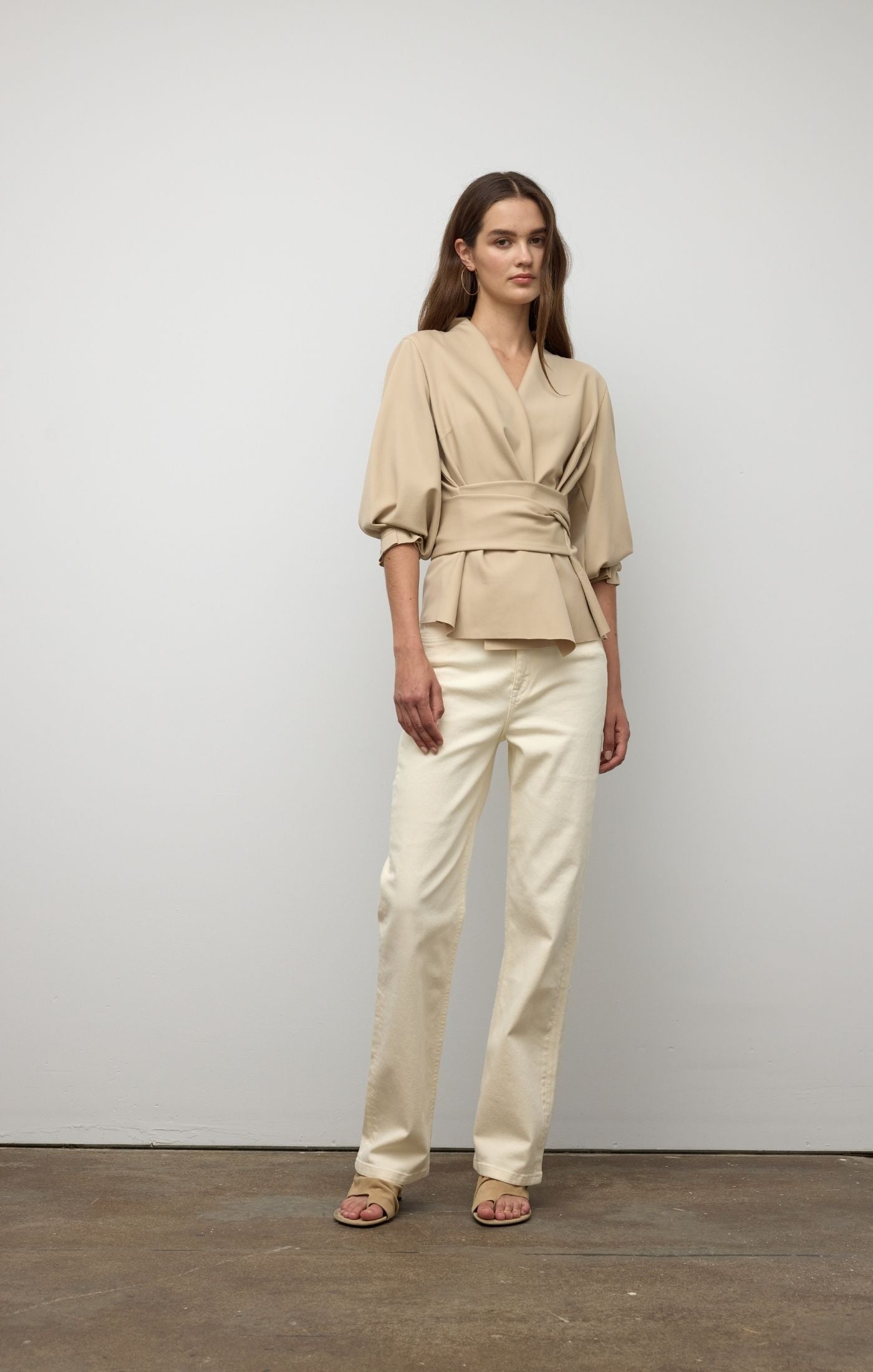 Raw Edge Belted Jacket - Taupe