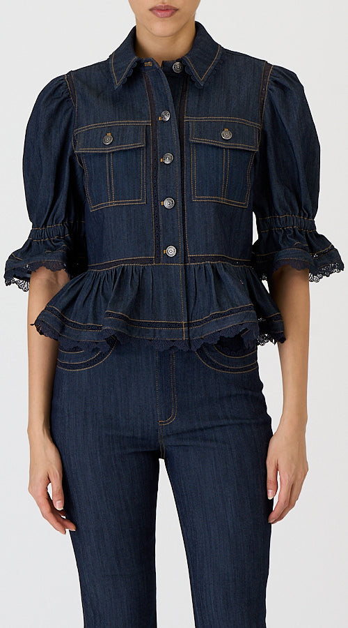 Guipure Lace Sylvia Jacket - Indigo