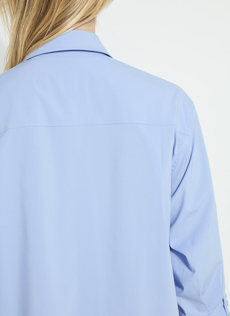 Enid Oversized Cropped Shirt - Blue