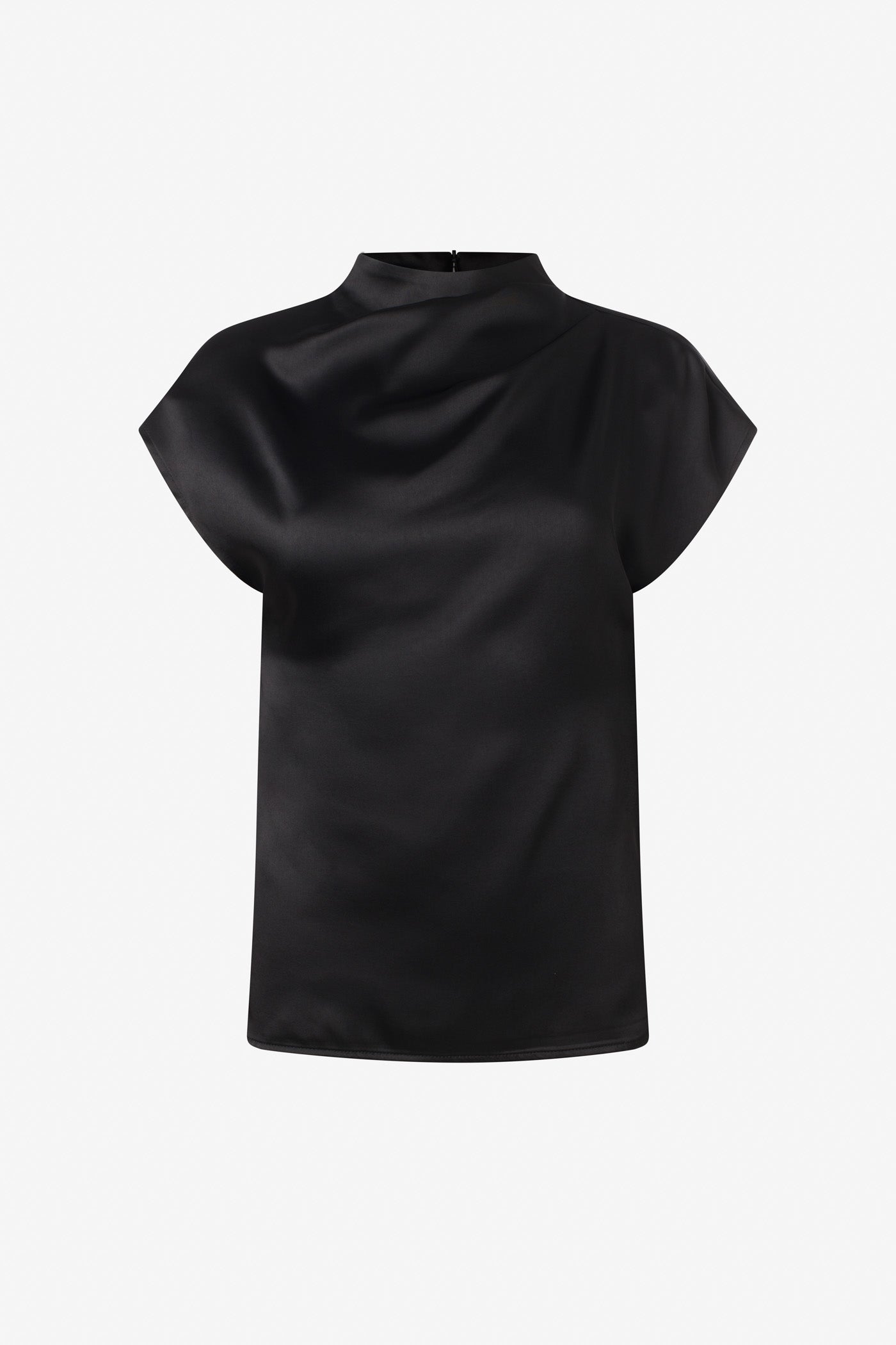 Satin Draped Top - Navy