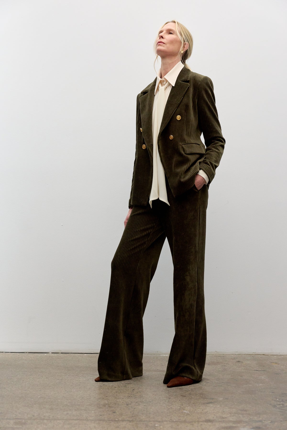 Corduroy Wide Leg Pant - Olive
