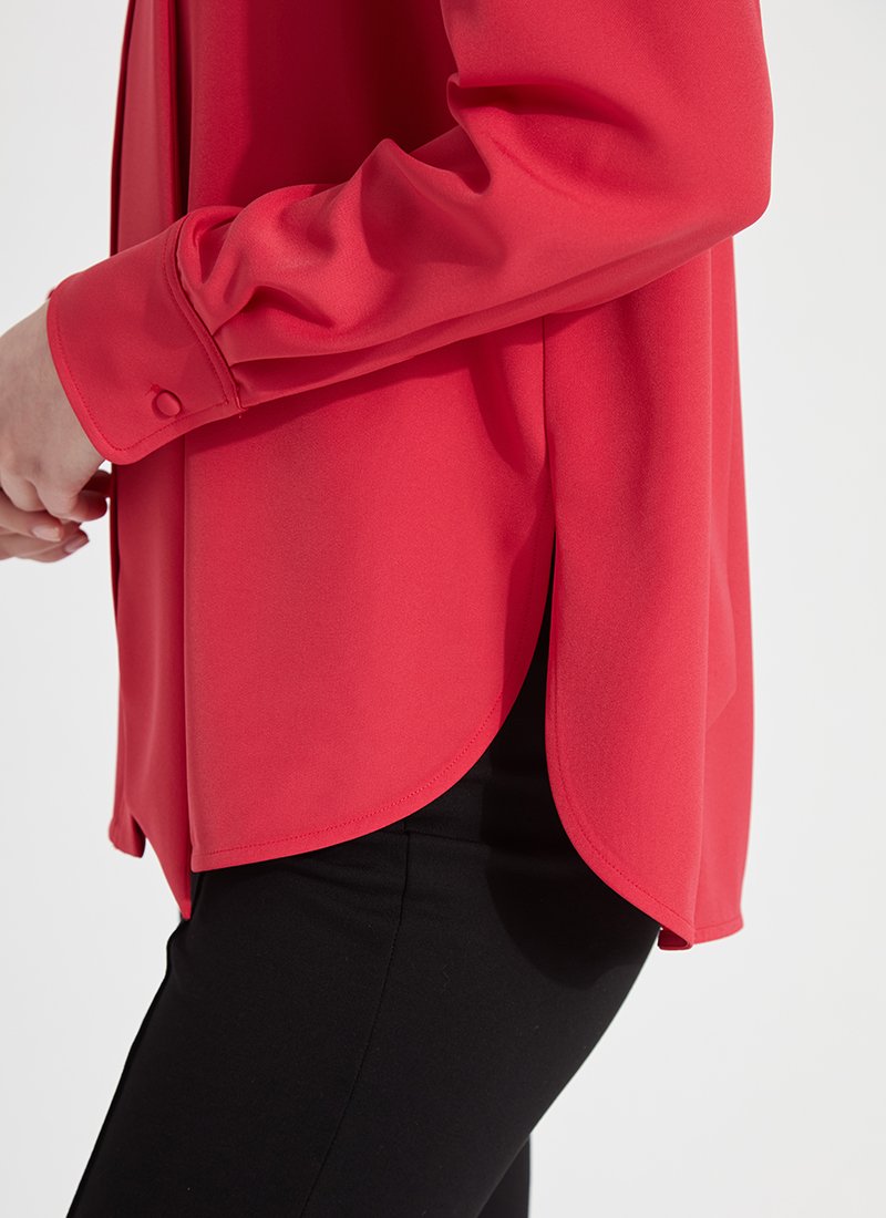 Odette Scarf Neck Shirt - Defined Red