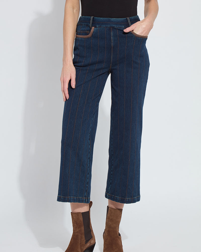 Landon Embroidered Wide Leg Denim - Indigo