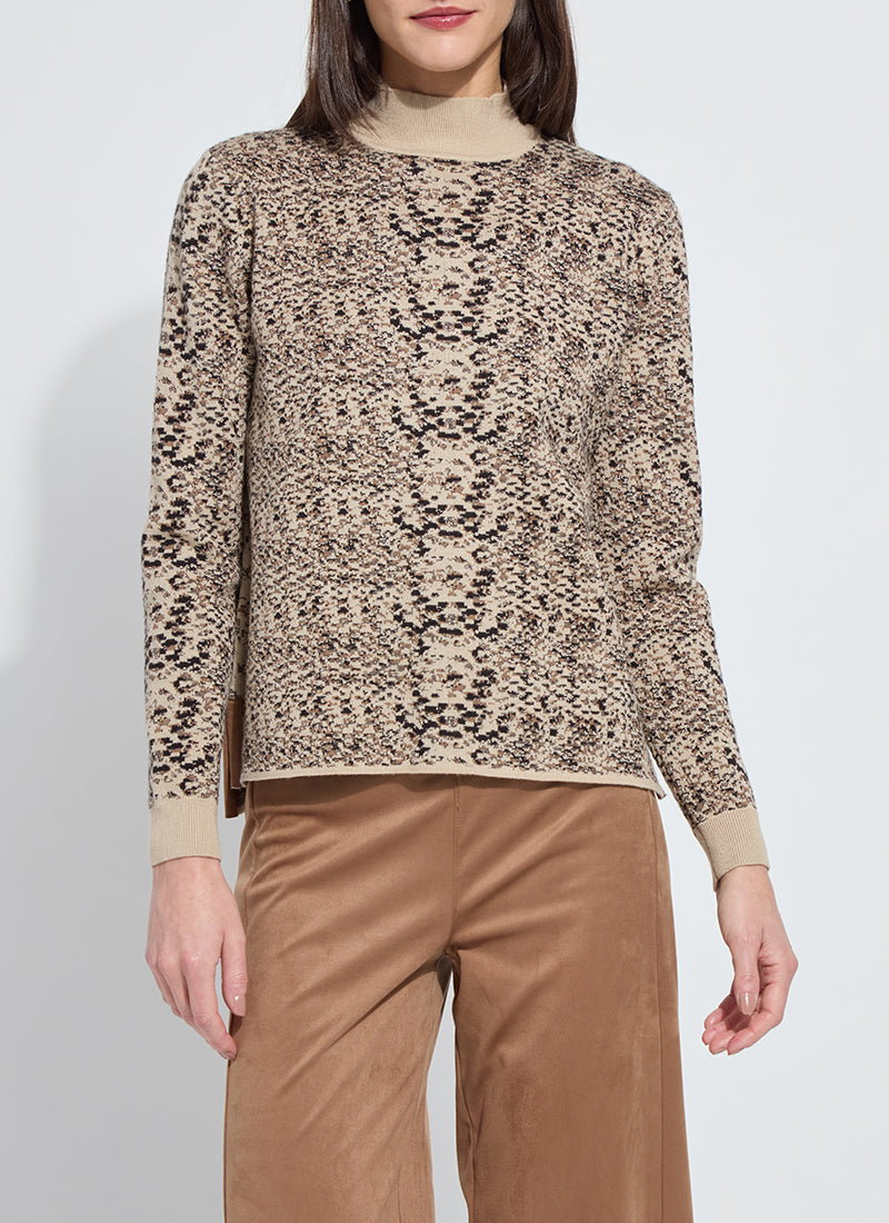 Declan Mock Neck Jacquard Sweater - Lux Camel