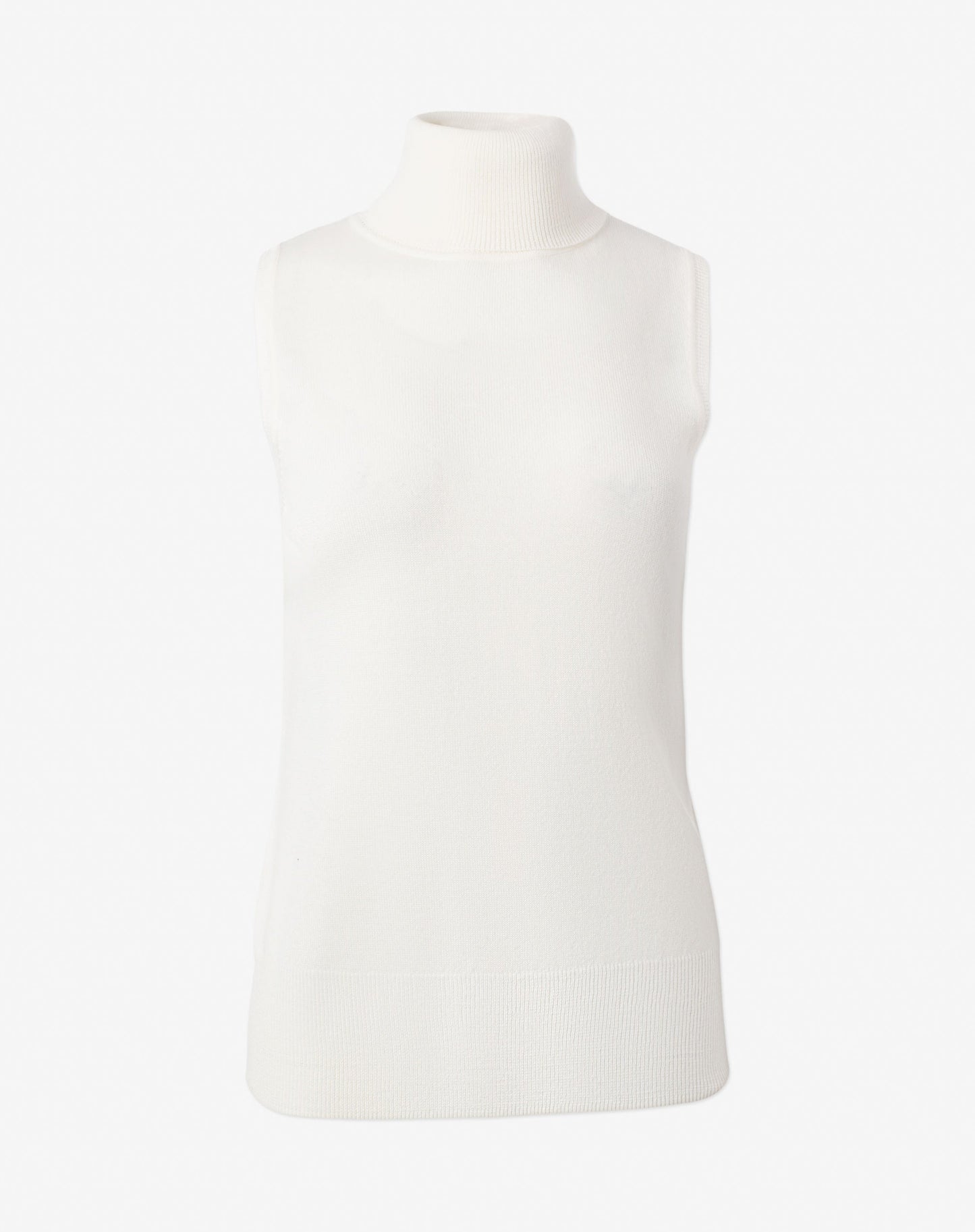 Merino Blend Sleeveless Turtleneck - Ivory