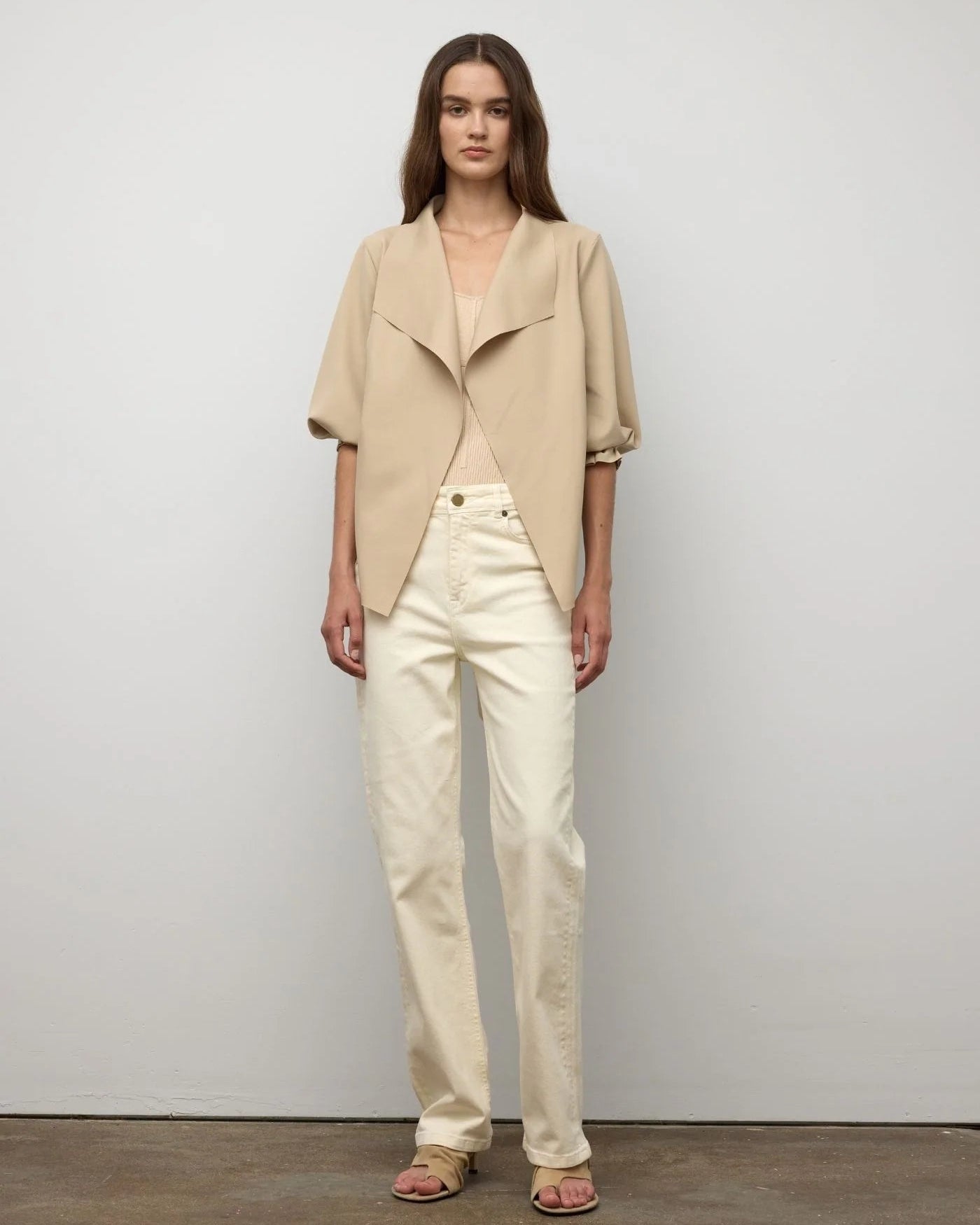 Raw Edge Belted Jacket - Sky Blue