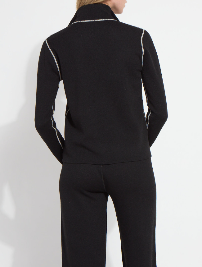 Reversible Cashmere Half-Zip Sweater - Black & Grey