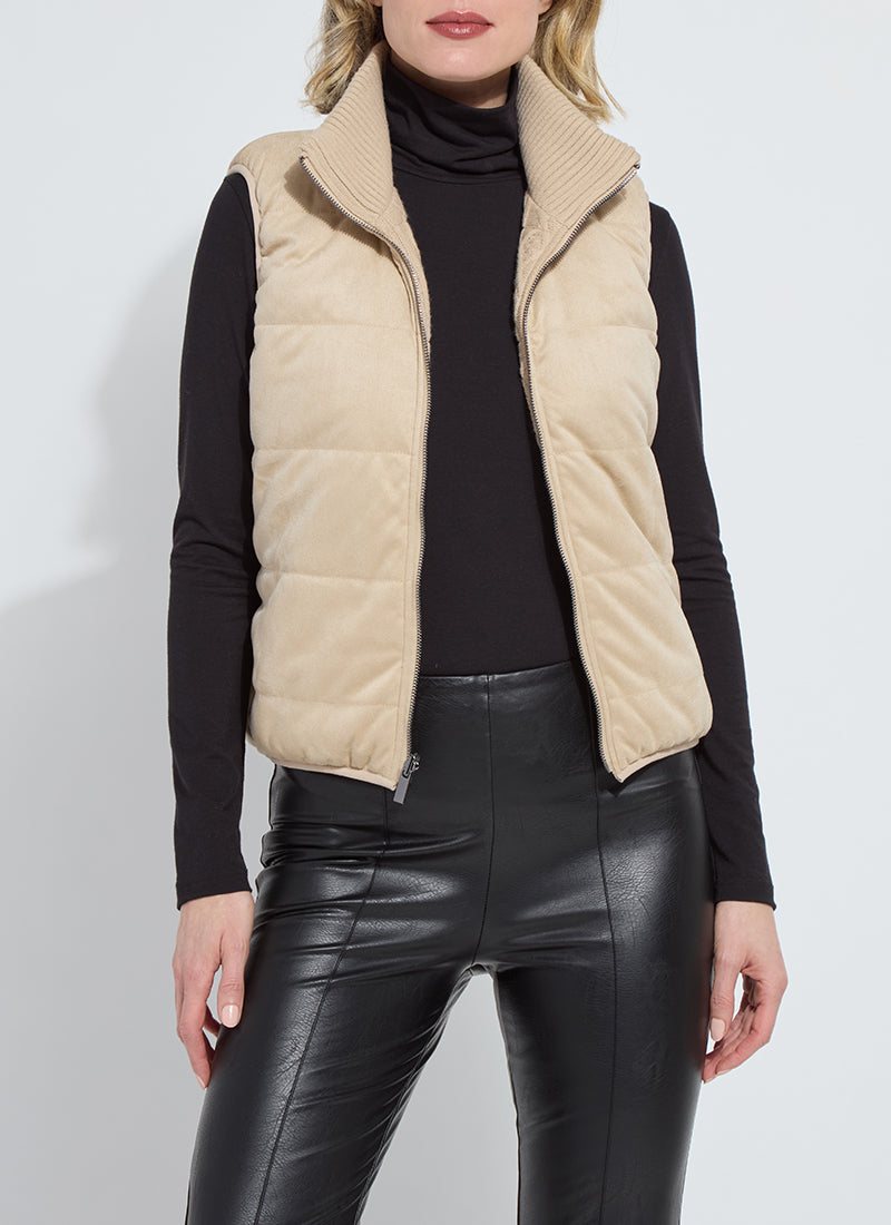 Petra Reversible Puffer Sweater Vest - Blond Wood