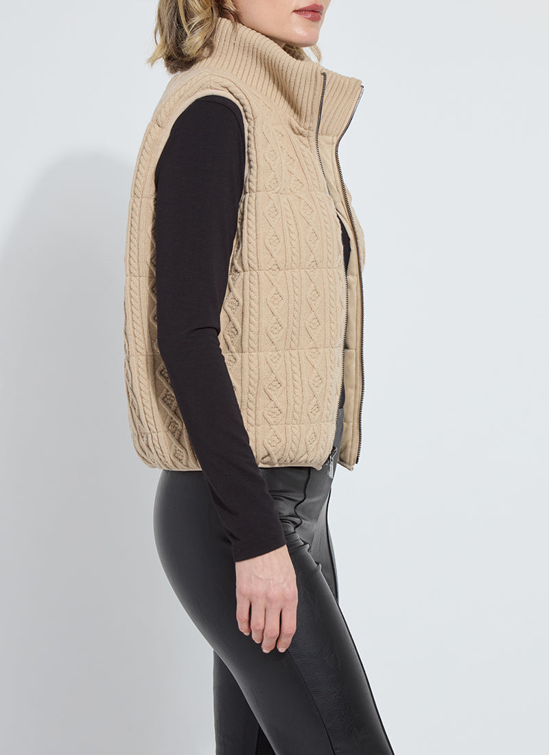 Petra Reversible Puffer Sweater Vest - Blond Wood