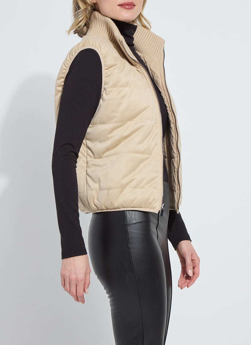 Petra Reversible Puffer Sweater Vest - Blond Wood