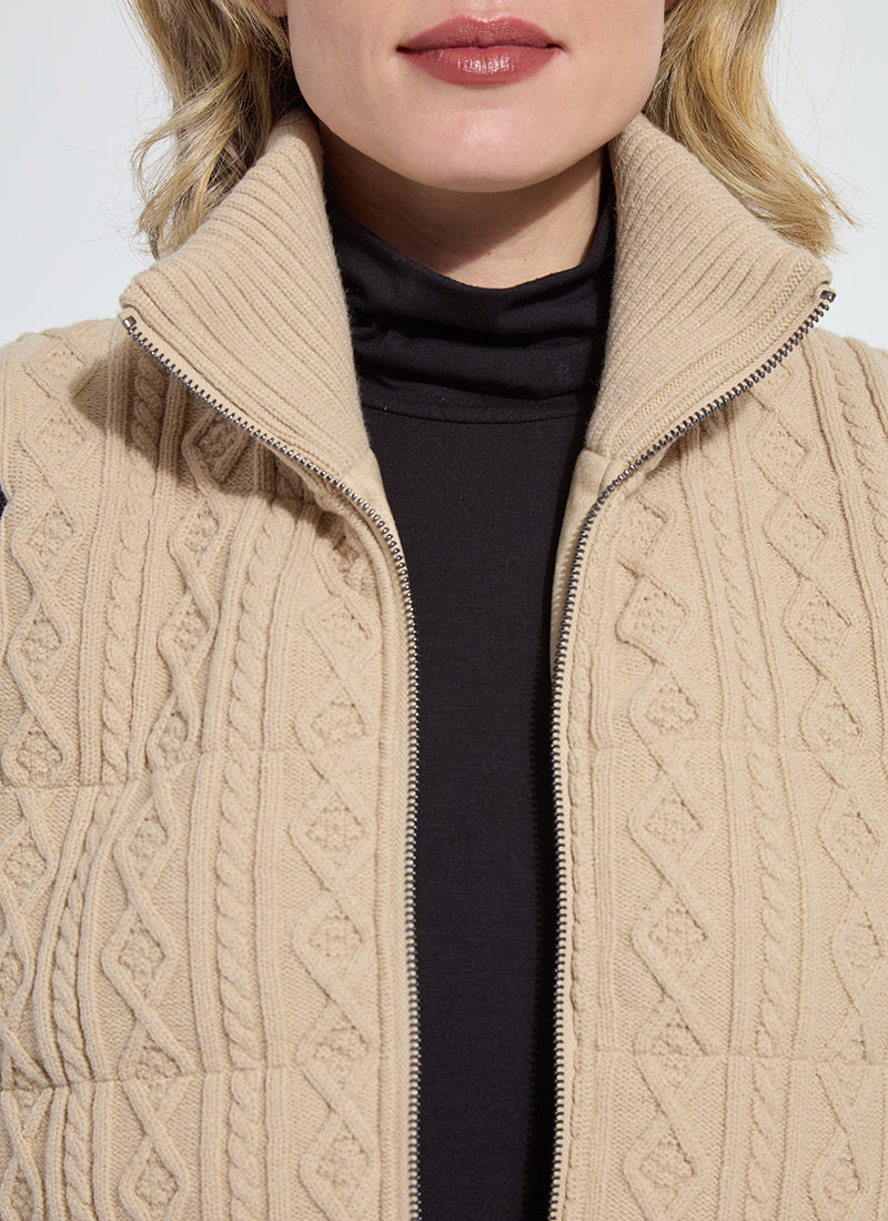 Petra Reversible Puffer Sweater Vest - Blond Wood