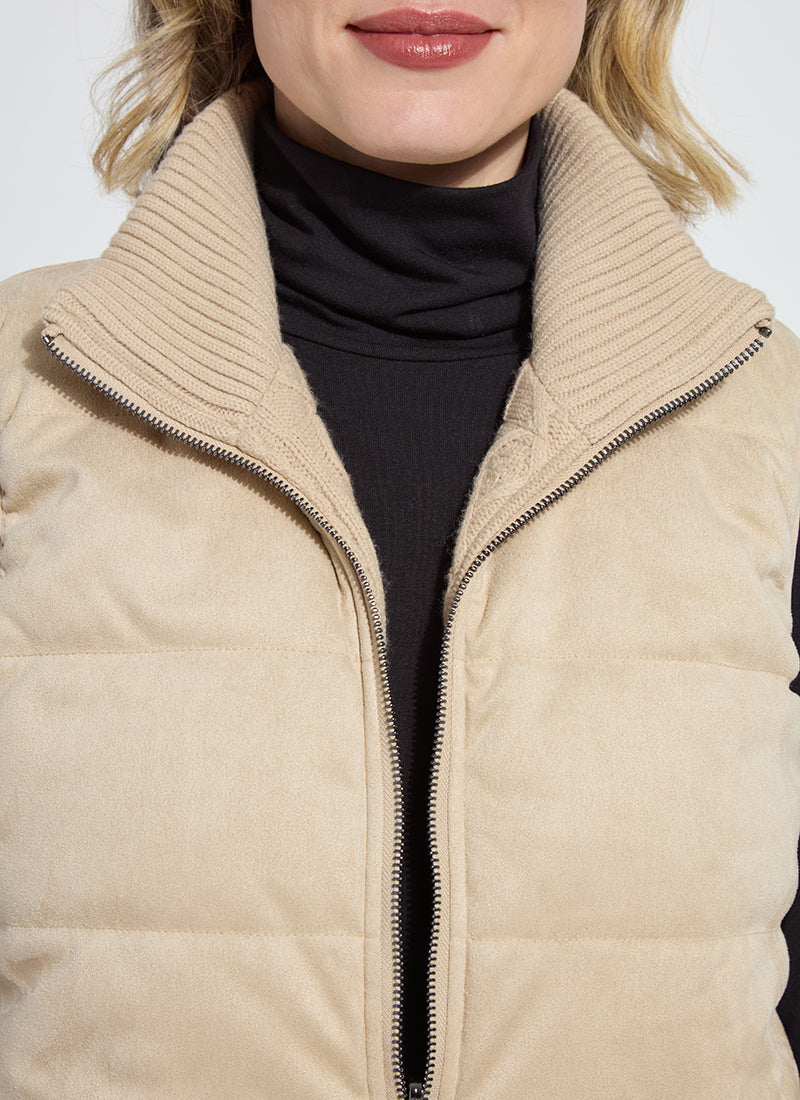 Petra Reversible Puffer Sweater Vest - Blond Wood