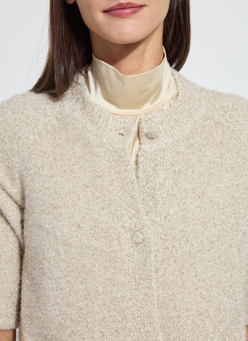 Kennedy Lurex Feather Cardigan - Silky Cream