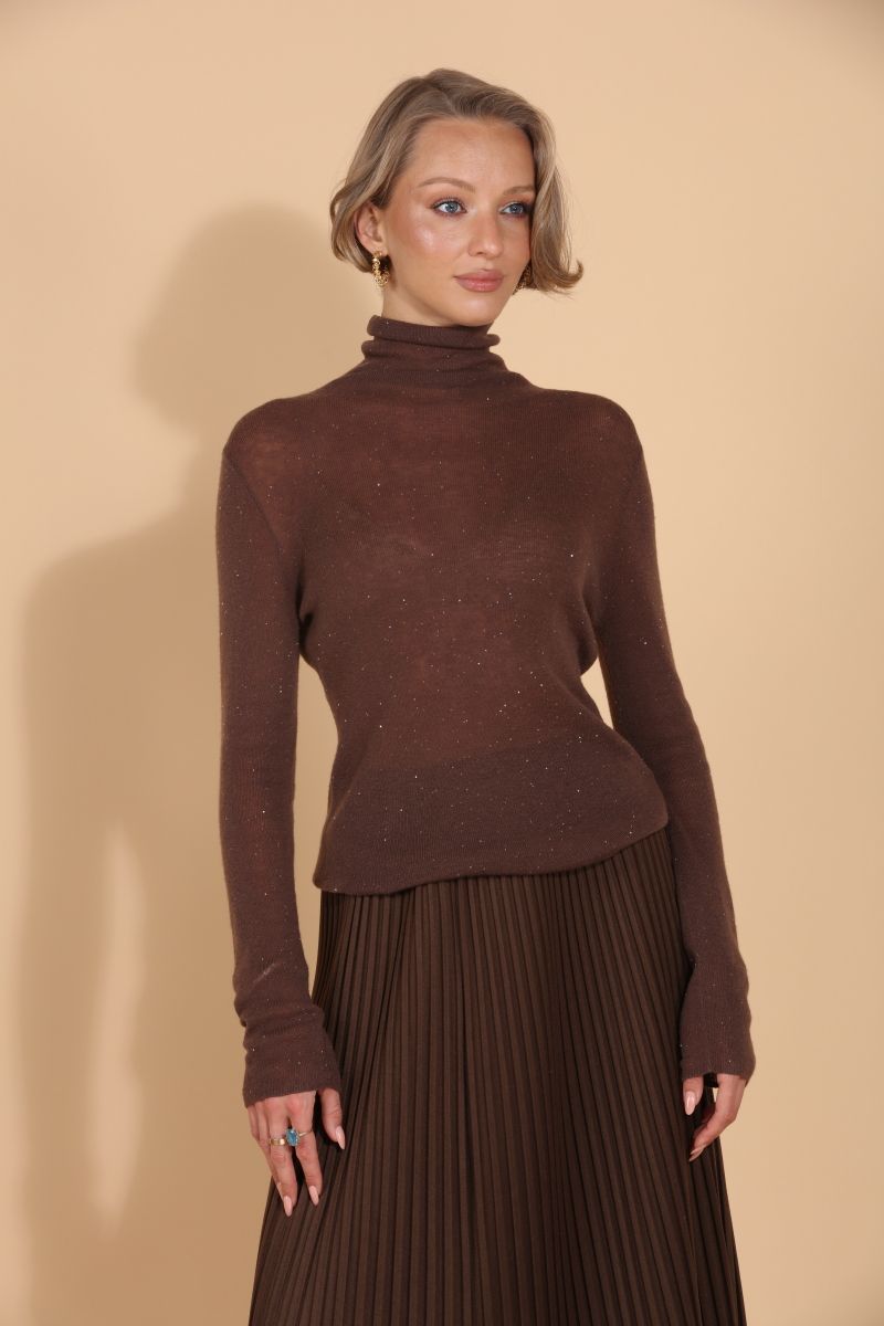 Merino Sequin Sweater - Brown