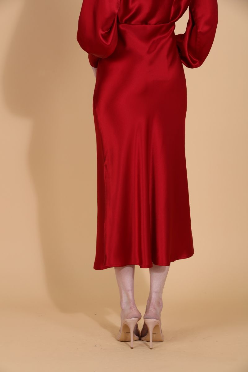 Satin Slip Skirt - Red