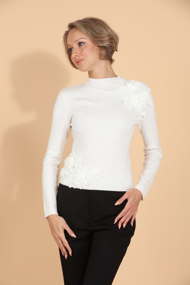 Merino Mock Neck Sweater - Ivory