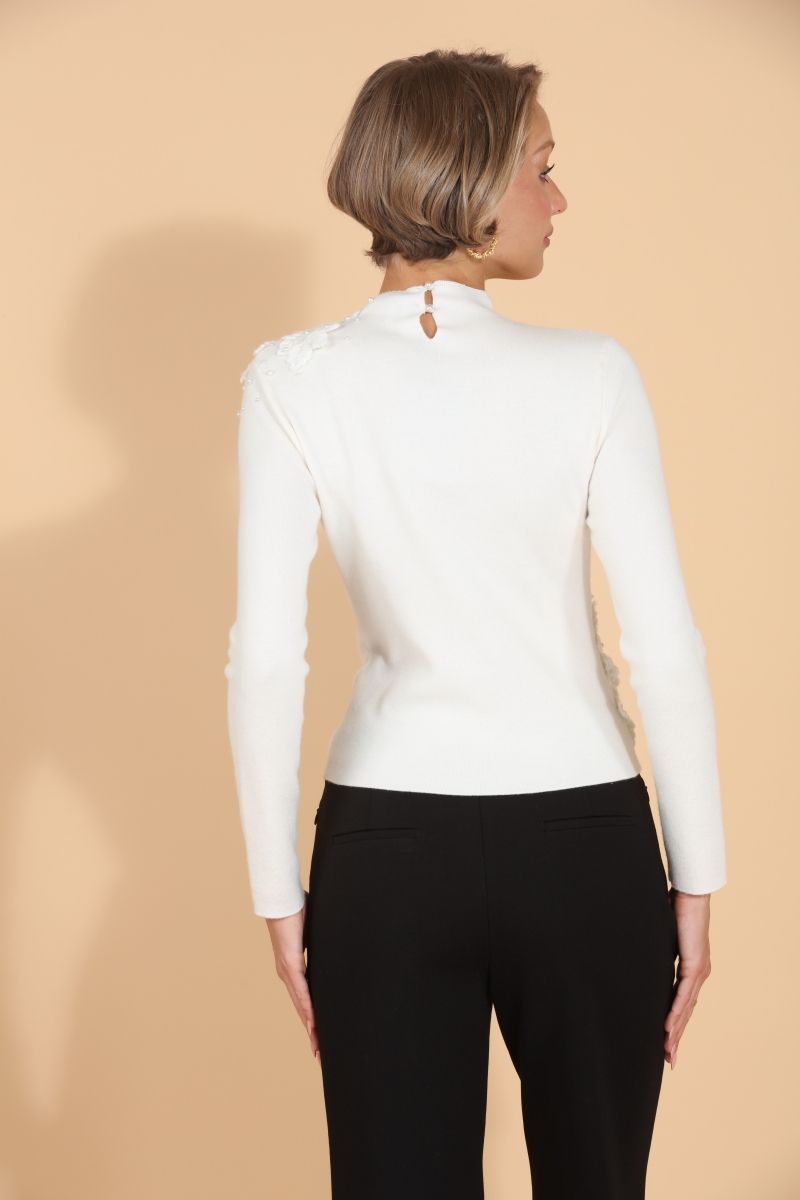 Merino Mock Neck Sweater - Ivory