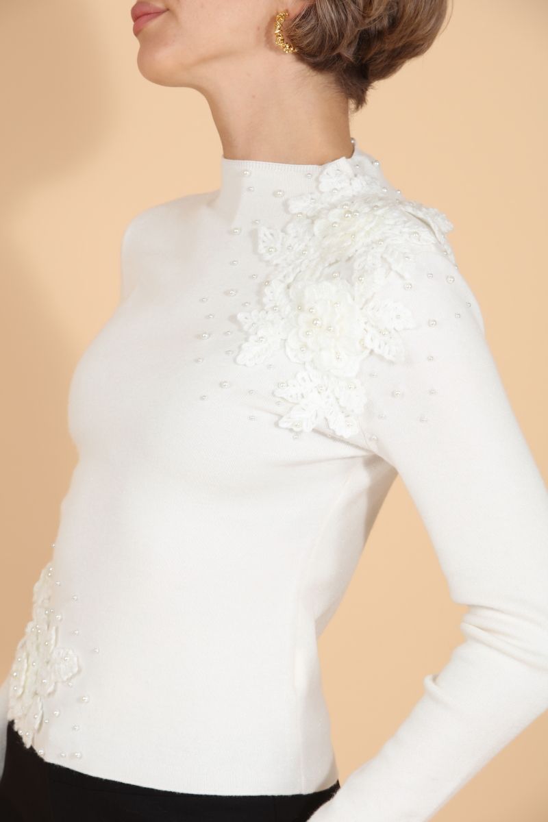 Merino Mock Neck Sweater - Ivory