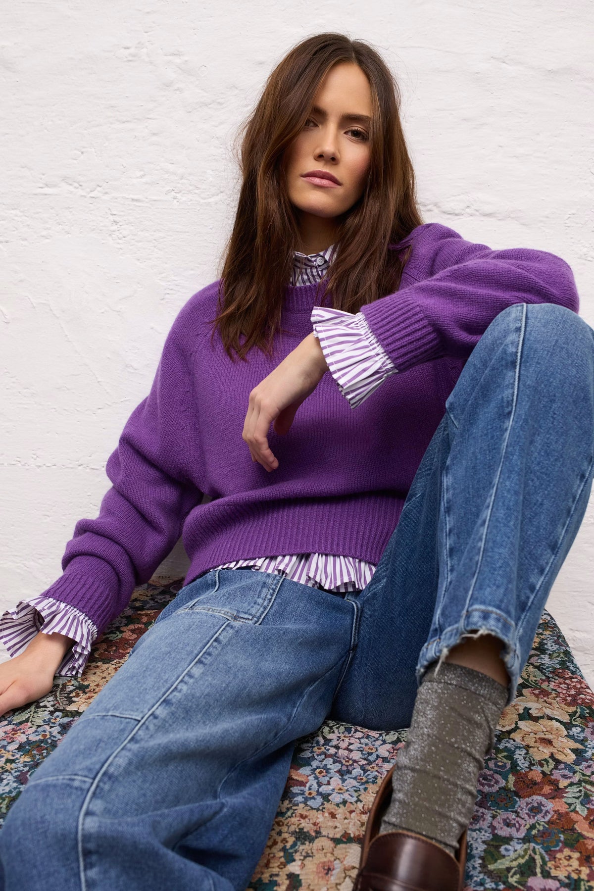 Shirt Blouse - White Violet
