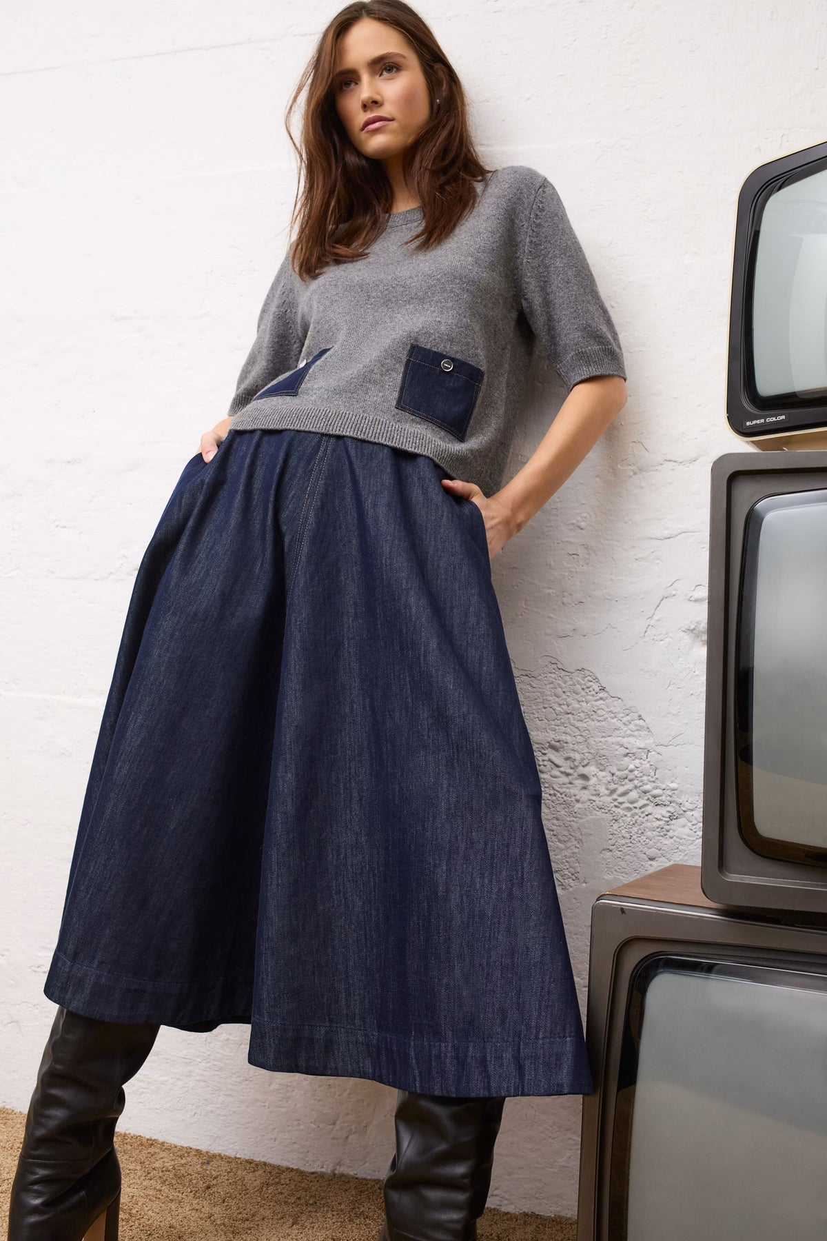 A-line Skirt - Raw Denim