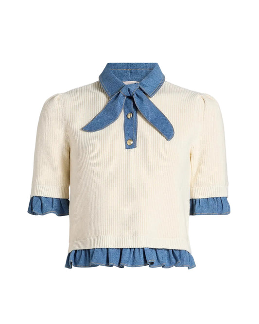 Shelly Pullover - Ivory Light Wash