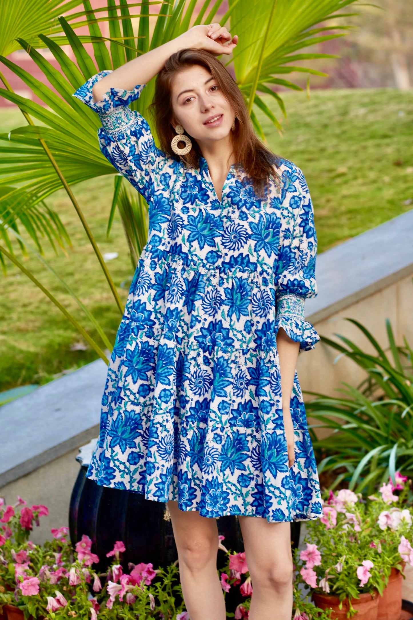 Nora Dress - Blue & White