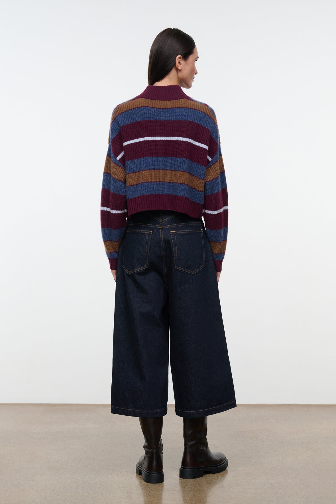Cropped Hampton Cashmere Sweater - Monaco Stripe