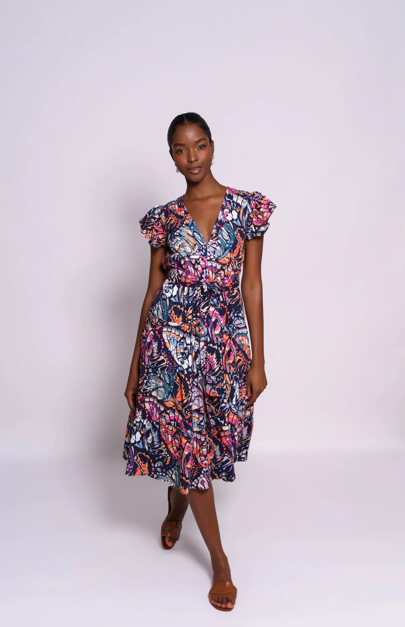 Journi Dress - Navy & Rainbow Butterfly