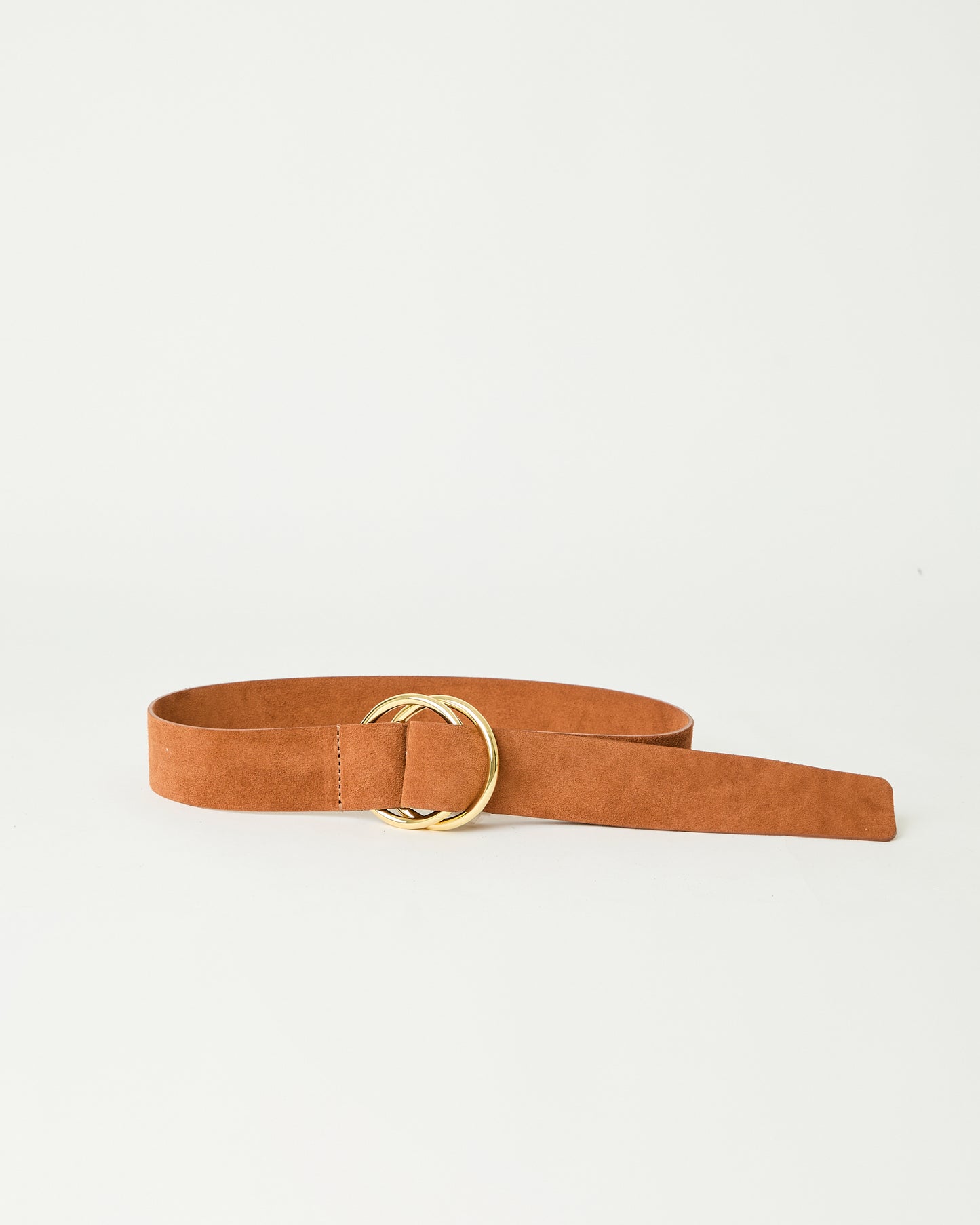 Tumble Suede Belt - Cognac Gold