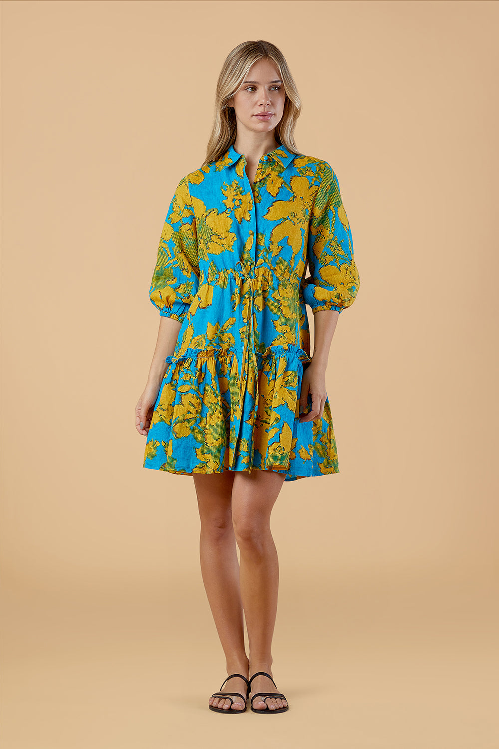 Brynn Dress - Turq Flora
