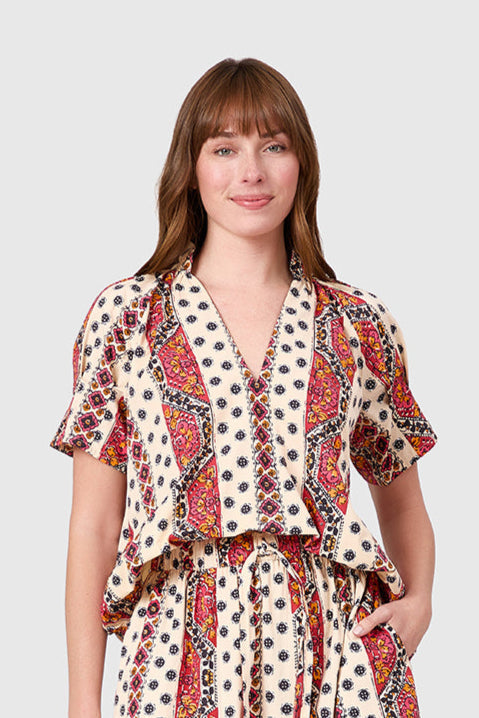 Merritt Top - Crimson Mosaic