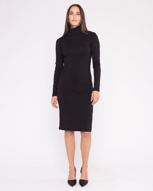 Midi Turtleneck Dress - Black
