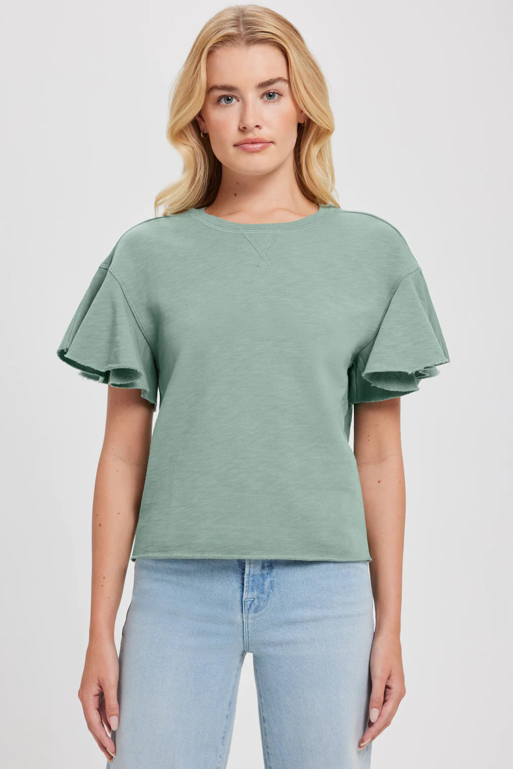 Melrose Ruffle Sleeve Top - Sage