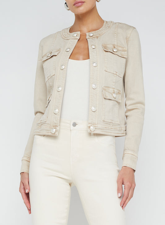 Yari Collarless Jacket - Biscuit