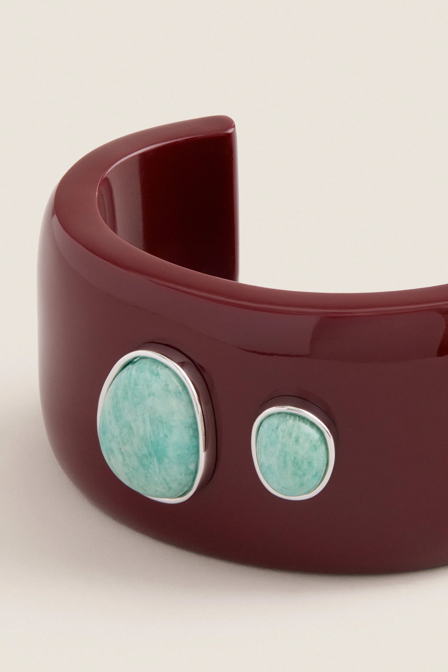 Lanna Cuff - Dark Red with Amazonite
